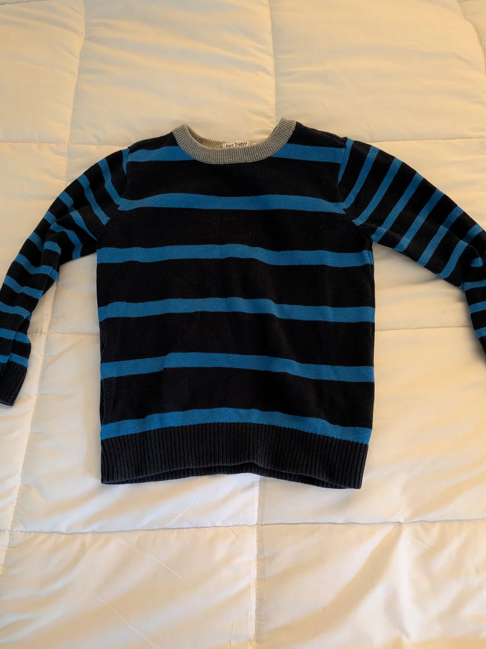 Children's Place Toddler's Navy and Light Blue Striped Crewneck Sweater 4T